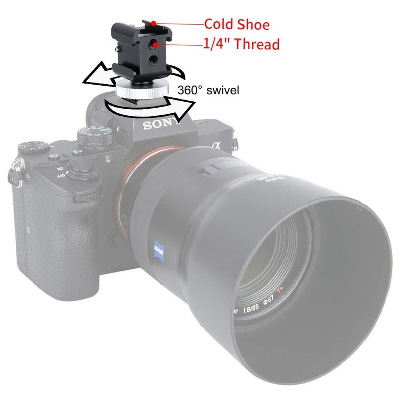 NICEYRIG 3-Side Cold Shoe Mount 360 Degree Swivel with Triple Anti-Off Shoe Adapters, 1/4 Threads for Microphone, Flash Light, Monitor Mount Camera Phone Vlog Vlogging - 328 - Image 3